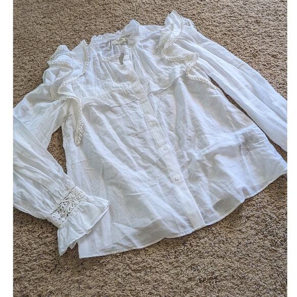 Isabel Marant Etoile White Jatedy Long Sleeve Button Up Shirt, size FR 34/US 0-2 - Picture 2 of 7